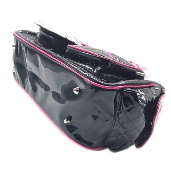 Hello Kitty Black & Pink Overnight Duffle Bag with Crossbody Strap Quilted - Picture 3 of 6